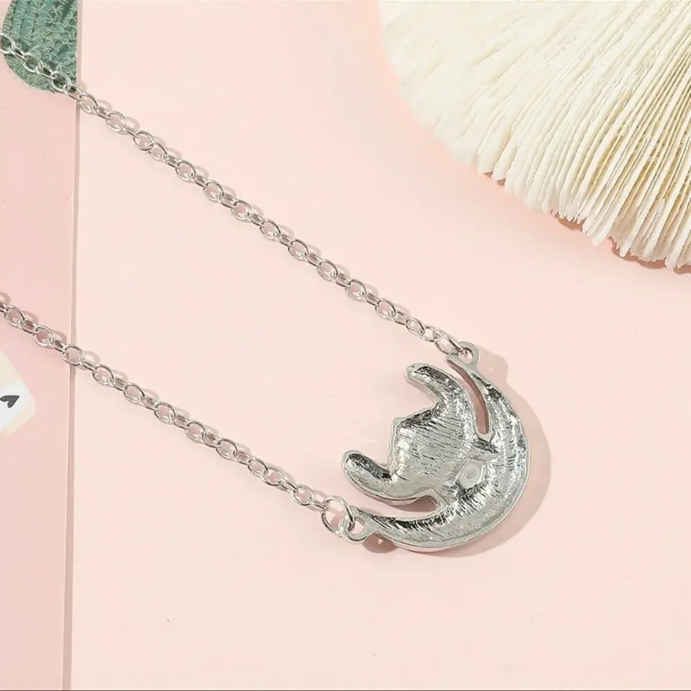 Disney Stitch Silver Multicolored Moon Necklace